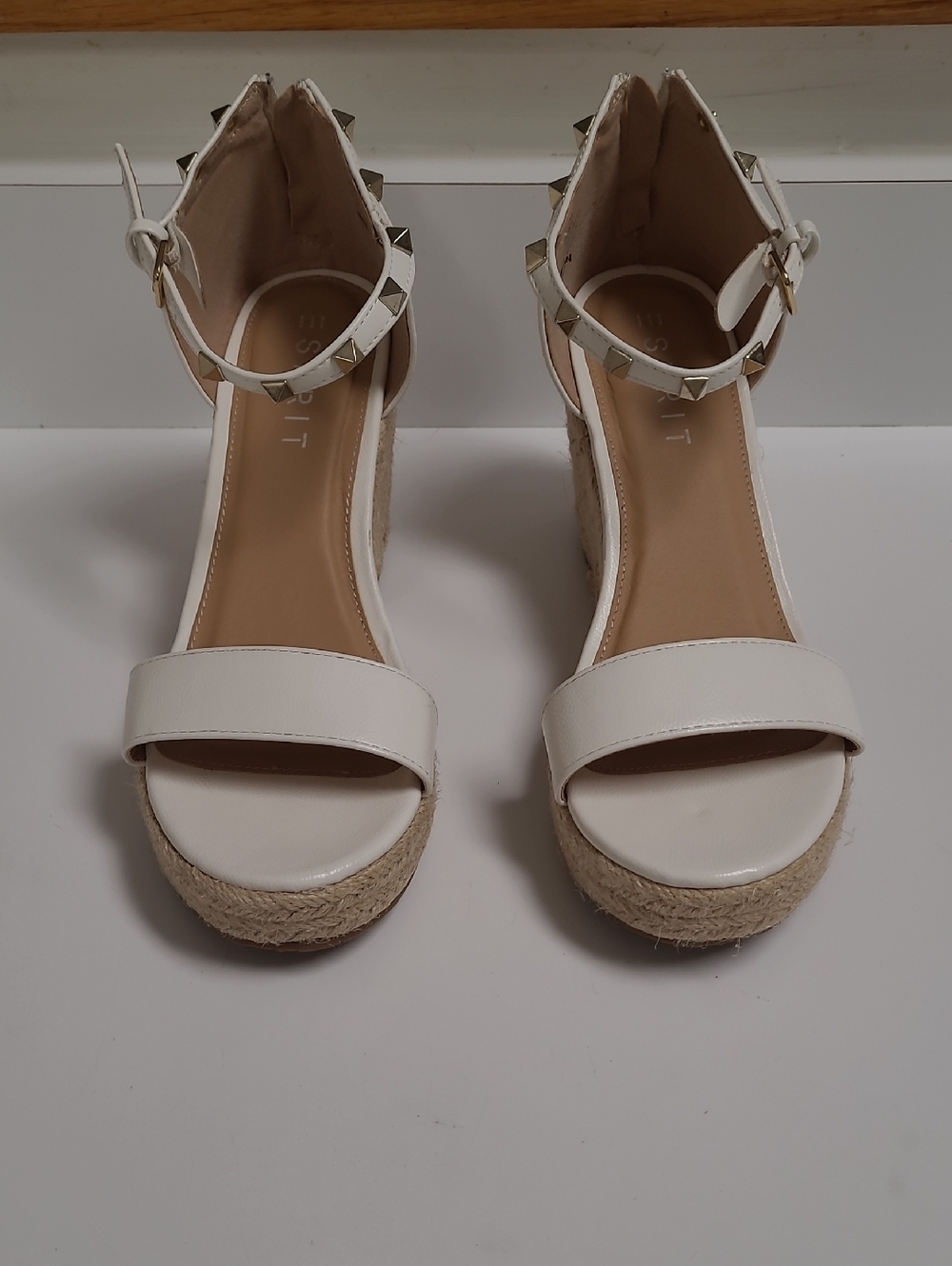 Esprit Women's White Ankle-Strap Espadrille Wedge Sandals